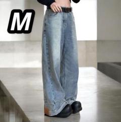 ジーンズ デニム　ワイドパンツ　パンツ　レディース　オシャレ　サイズM
