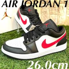 ナイキ ウィメンズ エアジョーダン 1 ロー NIKE スニーカー 黒 白 赤