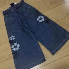 ANNA SUI mini アナスイミニ 膝ネコデニムパンツ　120 花ネコ刺しゅうカットパンツ（その他） | ANNA SUI mini（アナ