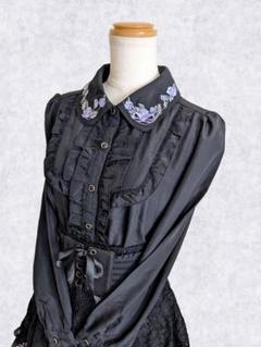 フェアリーグランジ ダークコア ゴスロリ coquette 薔薇刺繍 ブラウス