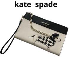 【未使用級】kate spade フェッチミディアム リスレットポーチ レザー 未使用級】kate spade フェッチミディアム リスレットポーチ