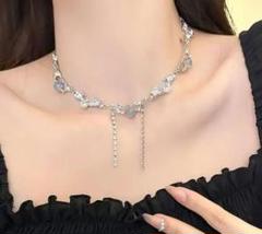 新品未使用 シルバー鎖骨チェーングランジクリスタルネックレス お洒落