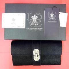 【美品】A.D.M.J.　長財布　ハラコ　牛革　スワロフスキー　ダークネイビー