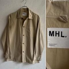 美品 MHL. コットンポプリン オープンカラーシャツ ベージュ