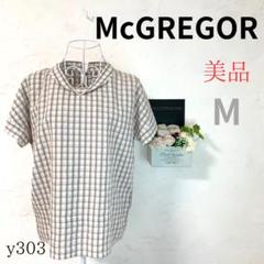 【マックレガー】レディース シャツ 半袖 チェック 白 グレー プルオーバー M