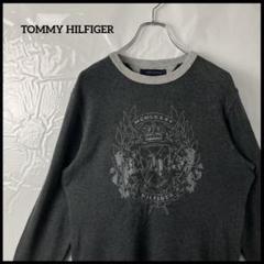 サーマルtシャツ　トミーヒルフィガー　長袖ロンt アメカジ　グレーワッフル　古着