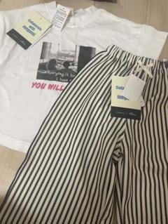 しまむら　megumi Tシャツ　ストライプパンツ　100