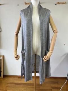 グレー ロングカーディガン ポケット付き　美品