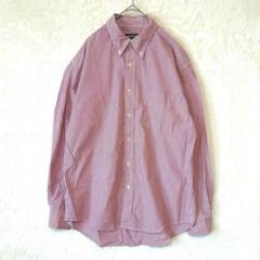 【M】UNIQLO♦ オールドユニクロ ボタンダウンシャツ ストライプ 綿 赤