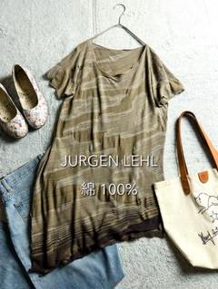 【JURGEN LEHL】総柄ジャガードアシンメトリーニットチュニック M