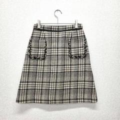 アプワイザーリッシェ ミニスカート フレアスカート 毛混合 チェック柄 M