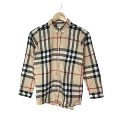 バーバリーチルドレン　キッズ用チェック柄長袖BDシャツ　三陽商会タグ　ベージュ バーバリーチルドレン キッズ用チェック柄長袖BDシャツ 三陽商会