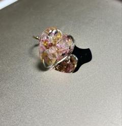 レジンリング　お花　ハートリング