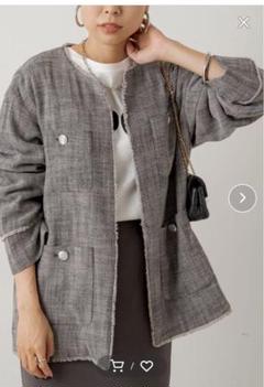 新品　ラウンジドレス　ツイードコート　グレー LOUNGEDRESS（ラウンジドレス）の「ツイードジャケット（ノー