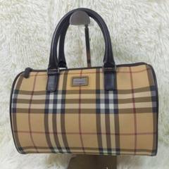 希少 バーバリー ミニボストンバッグ ハンドバッグ ノバチェック 肩掛け バーバリーノバチェック キャンバス×レザー ハンドバッグ ミニ
