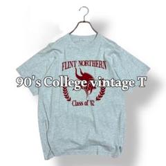 90S"FLINT NORTHERN"ヴィンテージカレッジTシングルステッチ
