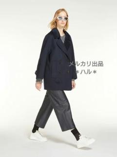'S Max Mara　ピュアヴァージンウールダブルフェイスピーコート　ネイビー S Max Mara ピュアヴァージンウールダブルフェイスピーコート
