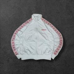 2005adidasアディダス古着トラックジャケットテープロゴホワイトR618