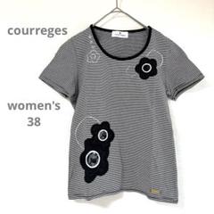 【クレージュ】半袖 Tシャツ カットソー サイズ38 黒×白 ボーダー