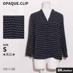 ★美品★OPAQUE.CLIPトップス　ブラウス　七分袖　幾何学模様　背中タック
