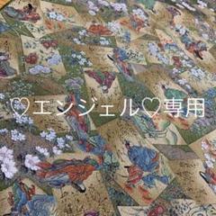 1361★着物 縮緬 絵札平安人物金彩模様 身頃ハギレ37✖️354★