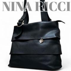 美品　ニナリッチ ハンドバッグ トートバッグ　フレア　レザー　ブラック　黒 NINA RICCI ニナ・ニナリッチ トートバッグ ショルダーバッグ