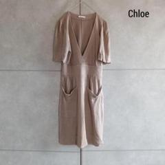 Chloe ニットワンピース　10 Chloe クロエ 2019 襟フリル ニット チュニック ワンピース XS