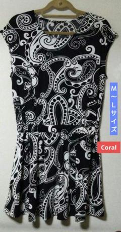 Coral ペイズリー柄ノースリーブチュニック Ｍ〜Ｌサイズ【お買い得】