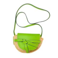 【極美品】LOEWE ゲートデュアル ミニ ラフィア グリーン