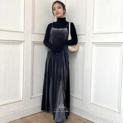 olu. スリットシアーベロアキャミソールワンピース　blue gray