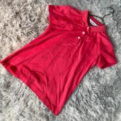 マンシングウェア ロゴ刺繍半袖ポロシャツ レッド レディス M