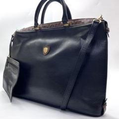 【美品】ファラオーニタウラス オーストリッチレザー ロゴ金具 ハンドバッグ 青緑 美品】ファラオーニタウラス オーストリッチレザー ロゴ金具