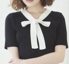 【美品】INGNI イング　ボウタイニット　ブラウス　リボン　ブラック Mサイズのサムネイル