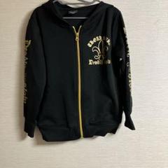 フルジップフード付きジャケット 120 黒色　ゴールドプリント