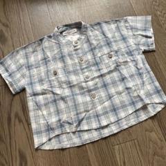 mamaraku 半袖シャツ 青チェック 80