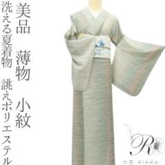 美品 洗える夏着物 誂えポリエステル 薄物 小紋 着物 A2313 美品 洗える夏着物 誂えポリエステル 薄物 小紋 着物 A3317