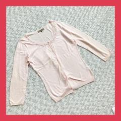 PROPORTION ◆ビジュー カーディガン（３）薄ピンク　薄手　七分袖　無地