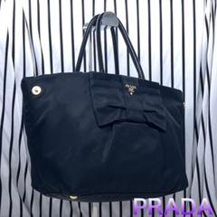 【美品】PRADA×プラダ A4収納可能金色プレートトートバッグ