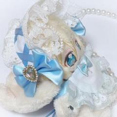 ぬい服 いつぬい フリル付きヘッドドレス 双子コーデ あしゅ ぬい服 いつぬい フリル ヘッドドレス パープル×ホワイト - メルカリ