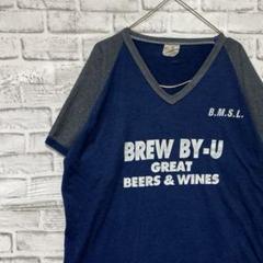 USA製90sヴィンテージTシャツ！シングルステッチ　ネイビー半袖古着XL27