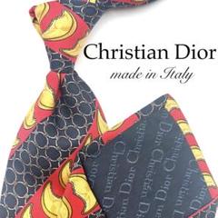 【極美品】ネクタイ Christian Dior ストライプ 総柄 紺色 シルク