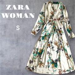 美品ZARA フラワープリントガウン S-M