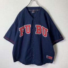 FUBU ベースボールシャツ XXL ネイビー 両面刺繍ロゴ 背番05 半袖のサムネイル