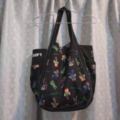 マインクラフト♪総柄 たっぷり入る サブバッグ 35×45×15/黒【used】
