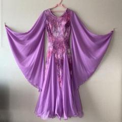 【新品】prima boutique 社交ダンス衣装 紫 フレアスリーブドレス 新品】prima boutique 社交ダンス衣装 紫 フレアスリーブドレス