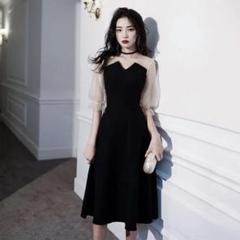 【最終価格】シースルーパーティードレス 謝恩会 二次会 結婚式 お呼ばれ 黒M