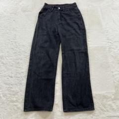 r2598【DAZY】S 黒 デニムパンツ カジュアル コットン 春秋 ワイド