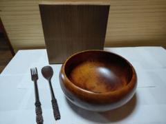 木製ボウルとスプーン・フォークセット 漆器 うるし塗装 天然木 箱付き