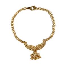 翼と象のチャーム付きブレスレット ゴールド アクセサリー ぞう 羽