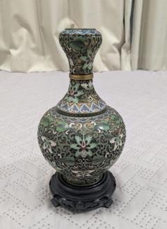 七宝焼 花図花瓶B 9cm22cm 工芸品